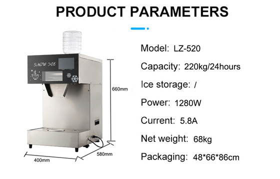 Alta produtividade 300 kg por dia LZ-620 Máquina de fabricação de gelo de neve Máquina para sorvete